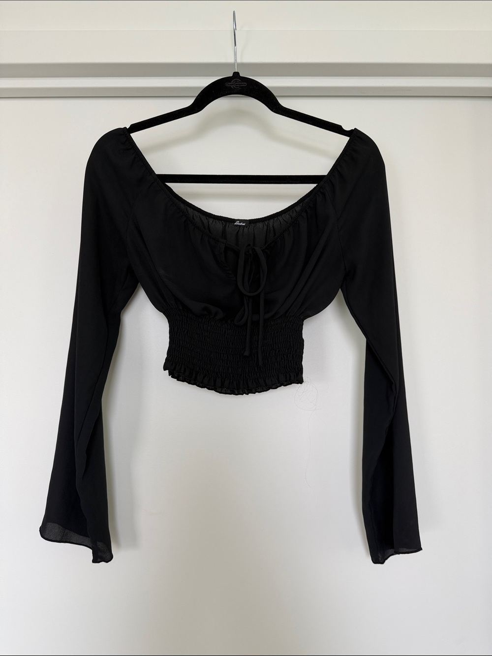 Lisakai Black Smocked Crop Top - Small